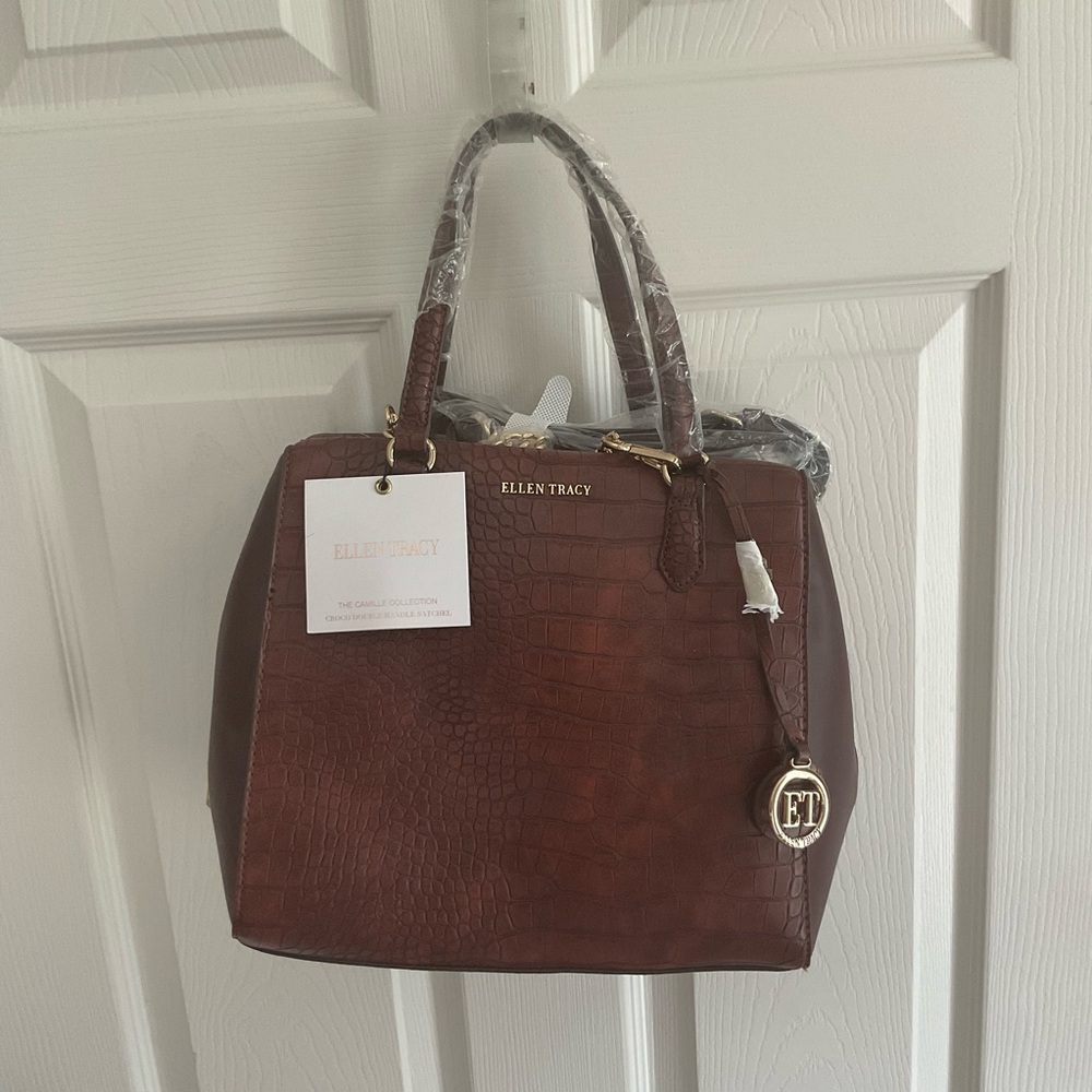 Ellen Tracy Croco Double Handle Satchel